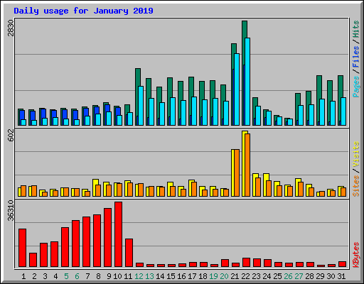 Daily usage for January 2019