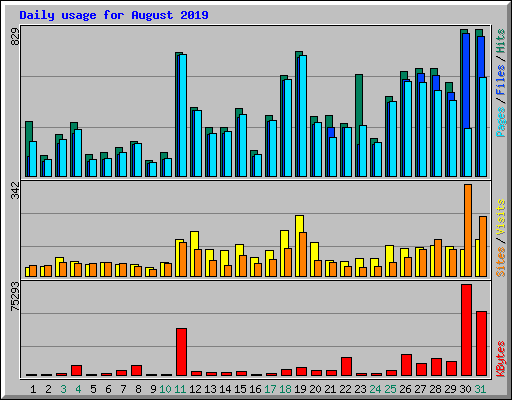 Daily usage for August 2019