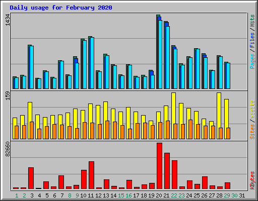 Daily usage for February 2020