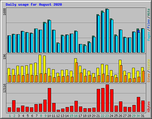 Daily usage for August 2020
