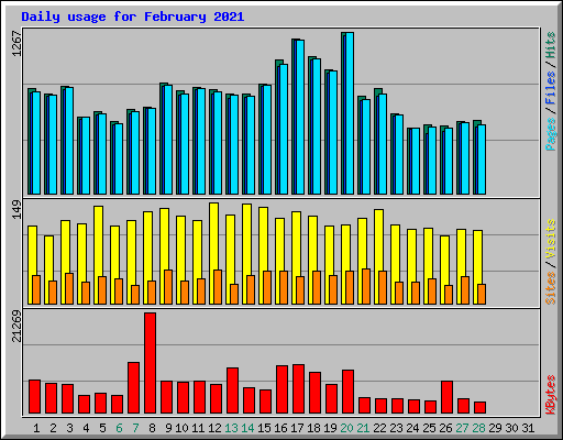 Daily usage for February 2021