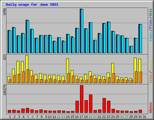 Daily usage for June 2021