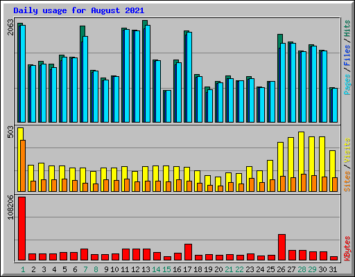 Daily usage for August 2021