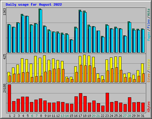 Daily usage for August 2022