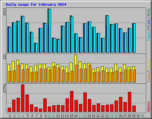 Daily usage for February 2024