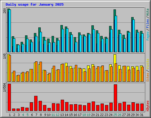 Daily usage for January 2025
