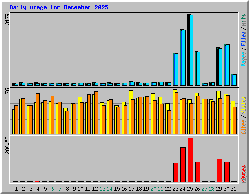 Daily usage for December 2025