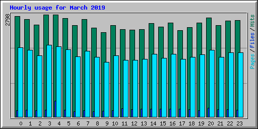 Hourly usage for March 2019